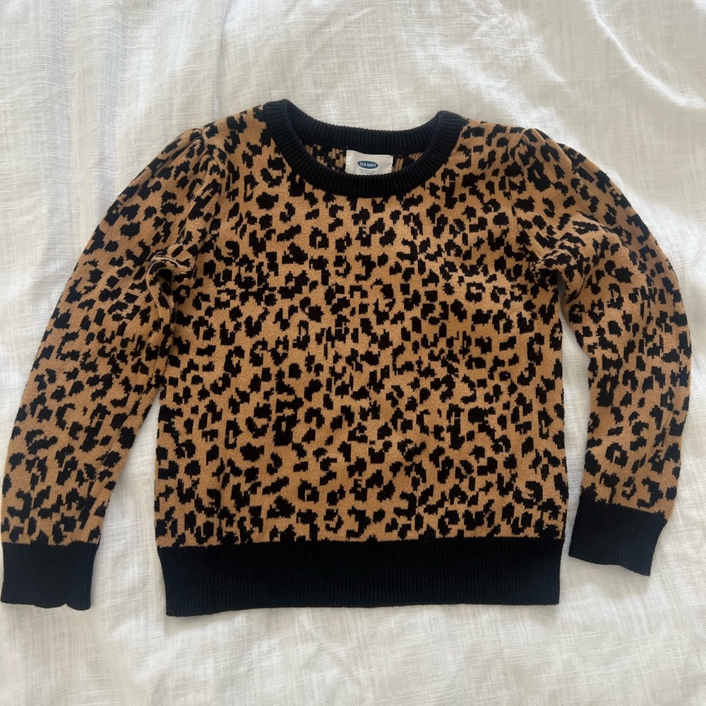 Old Navy Leopard Print Kids Sweater - Black and Brown